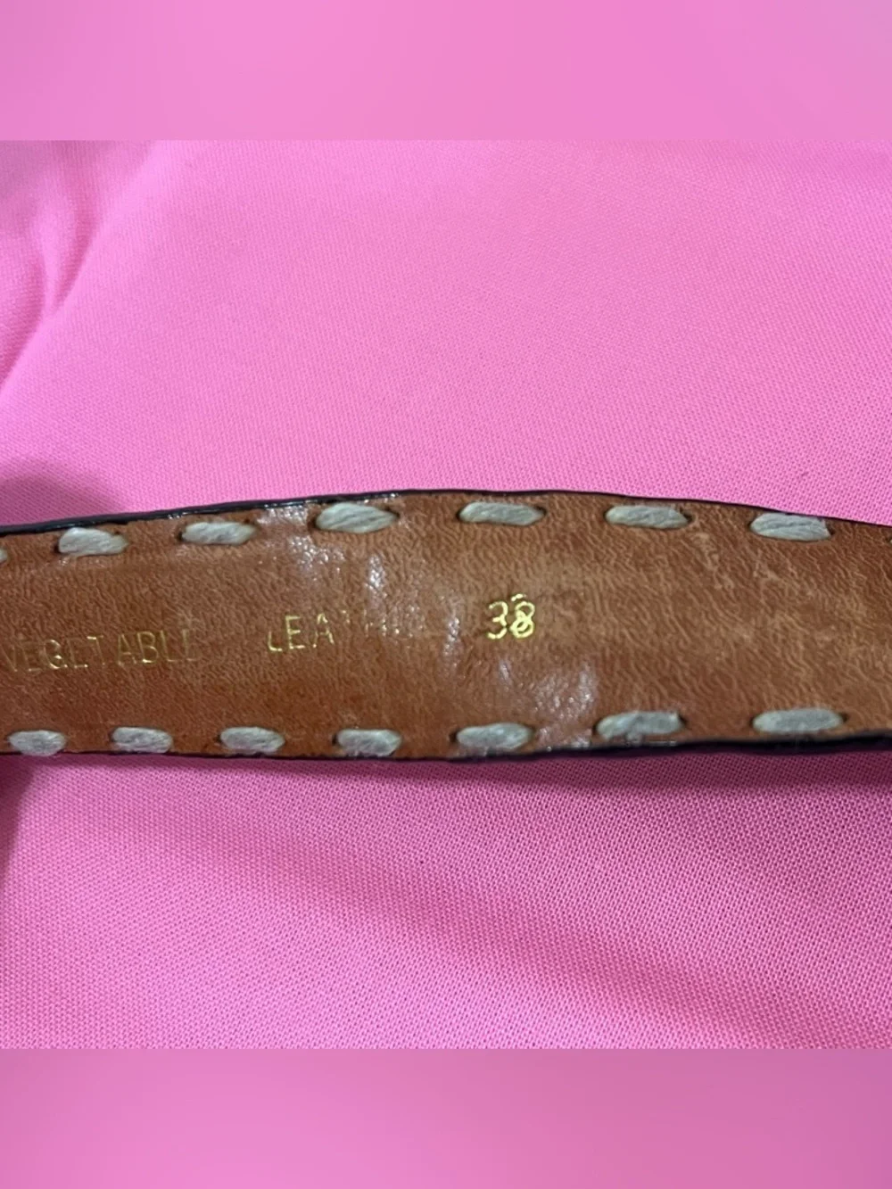 Kenneth Cole Croc Embossed Leather Belt 38 Brown Italian Calfskin Luxury Western